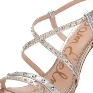 Sam Edelman Lennox studded Gold and Silver Strappy Heels